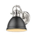Duncan 1-Light Bath Vanity in Pewter with Matte Black Shade