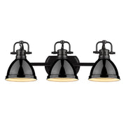 Duncan 3-Light Bath Vanity in Matte Black with Black Shades