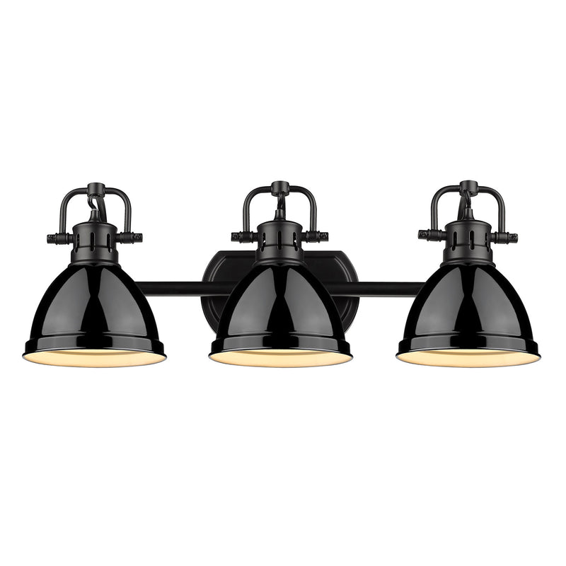 Duncan 3-Light Bath Vanity in Matte Black with Black Shades