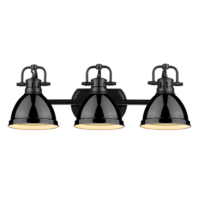Duncan 3-Light Bath Vanity in Matte Black with Black Shades