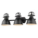 Duncan 3-Light Bath Vanity in Matte Black with Matte Black Shades