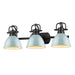 Duncan 3-Light Bath Vanity in Matte Black with Seafoam Shades