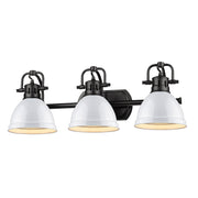 Duncan 3-Light Bath Vanity in Matte Black with White Shades