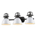 Duncan 3-Light Bath Vanity in Matte Black with White Shades