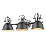 Duncan 3-Light Bath Vanity in Chrome with Matte Black Shades