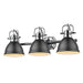 Duncan 3-Light Bath Vanity in Chrome with Matte Black Shades