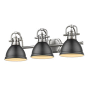 Duncan 3-Light Bath Vanity in Pewter with Matte Black Shades