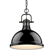 Duncan 1-Light Pendant with Chain in Matte Black with Black Shade