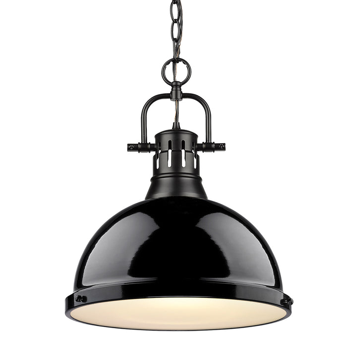 Duncan 1-Light Pendant with Chain in Matte Black with Black Shade