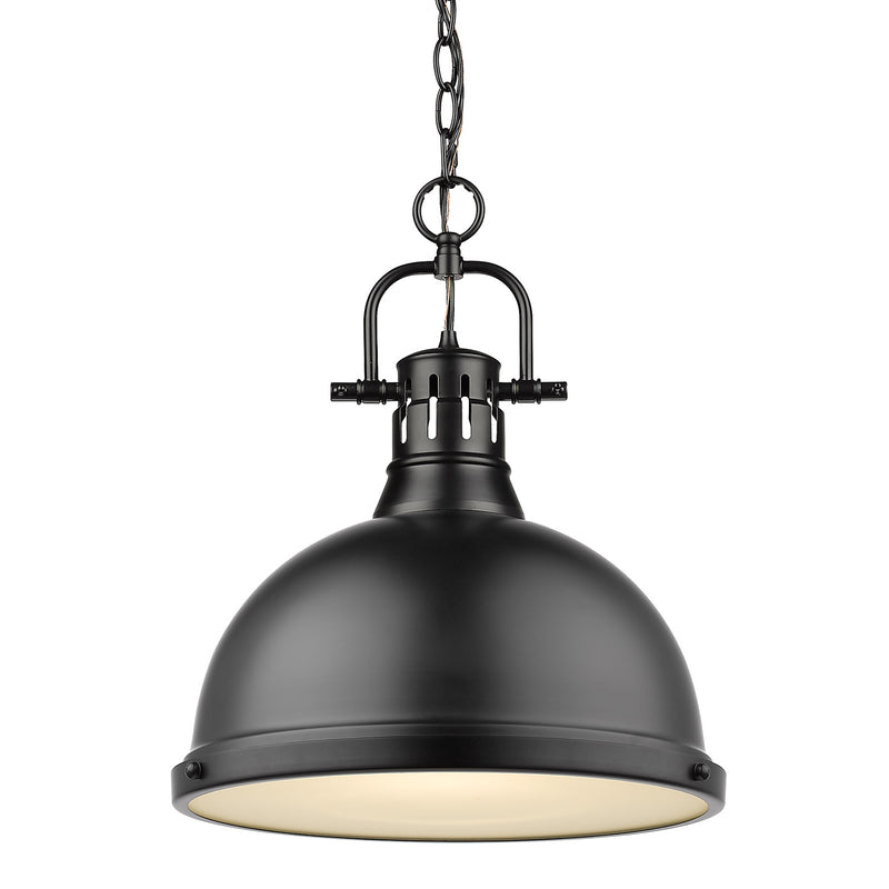 Duncan 1-Light Pendant with Chain in Matte Black with Matte Black Shade