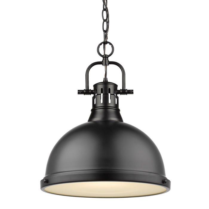 Duncan 1-Light Pendant with Chain in Matte Black with Matte Black Shade