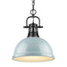 Duncan 1-Light Pendant with Chain in Matte Black with Seafoam Shade