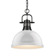 Duncan 1-Light Pendant with Chain in Matte Black with White Shade
