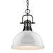 Duncan 1-Light Pendant with Chain in Matte Black with White Shade