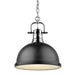 Duncan 1-Light Pendant with Chain in Chrome with Matte Black Shade