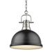 Duncan 1-Light Pendant with Chain in Pewter with Matte Black Shade