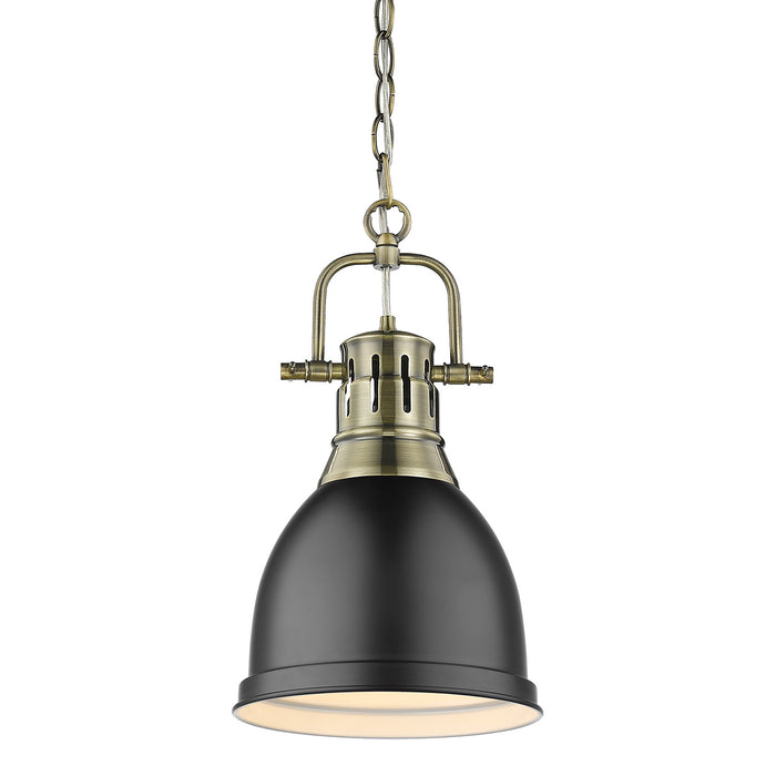 Duncan Small Pendant with Chain in Aged Brass