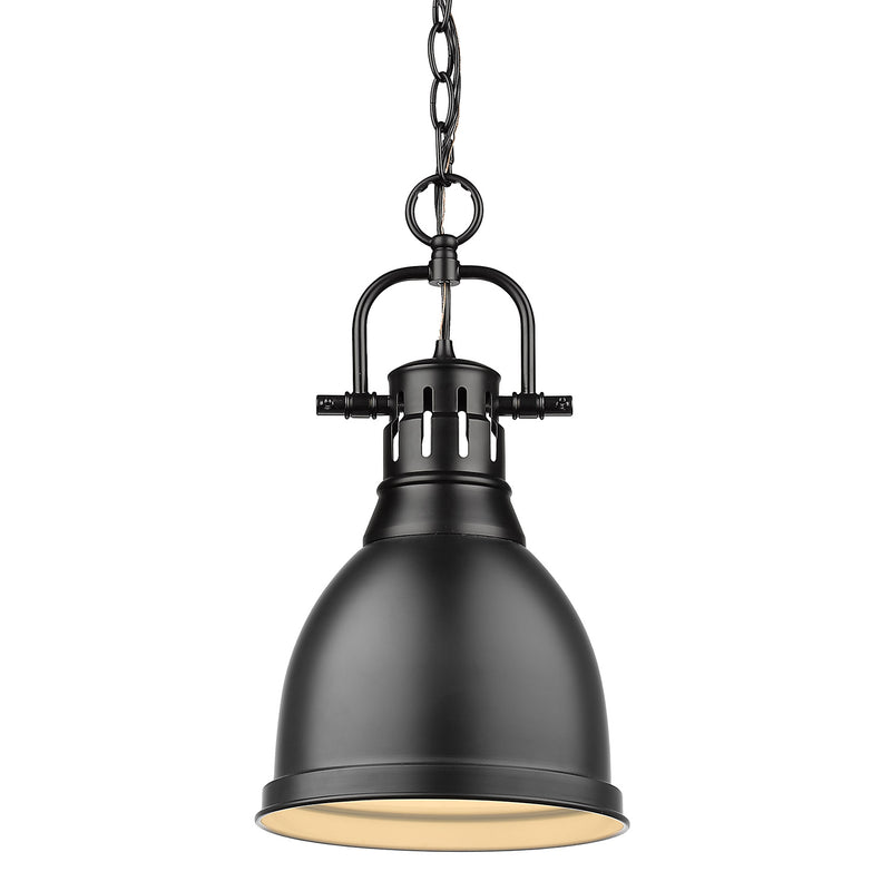 Duncan Small Pendant with Chain in Matte Black with Matte Black Shade