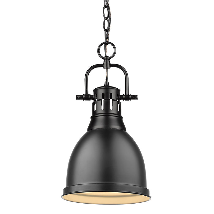 Duncan Small Pendant with Chain in Matte Black with Matte Black Shade