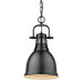 Duncan Small Pendant with Chain in Matte Black with Matte Black Shade