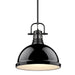 Duncan 1-Light Pendant with Rod in Matte Black with Black Shade