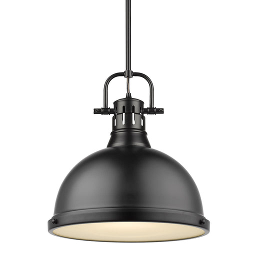 Duncan 1-Light Pendant with Rod in Matte Black with Matte Black Shade