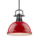 Duncan 1-Light Pendant with Rod in Matte Black with Red Shade