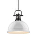 Duncan 1-Light Pendant with Rod in Matte Black with White Shade