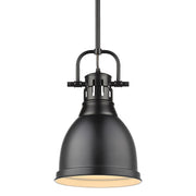 Duncan Small Pendant with Rod in Matte Black with Matte Black Shade