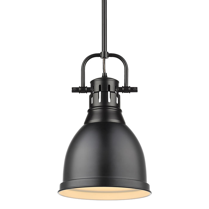 Duncan Small Pendant with Rod in Matte Black with Matte Black Shade