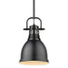 Duncan Small Pendant with Rod in Matte Black with Matte Black Shade