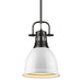 Duncan Small Pendant with Rod in Matte Black with White Shade