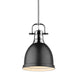 Duncan Small Pendant with Rod in Chrome with Matte Black Shade
