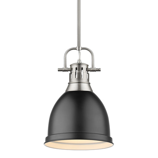Duncan Small Pendant with Rod in Pewter with Matte Black Shade