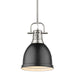 Duncan Small Pendant with Rod in Pewter with Matte Black Shade