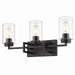 Tribeca 3-Light Bath Vanity in Matte Black with Clear Glass Cylinder
