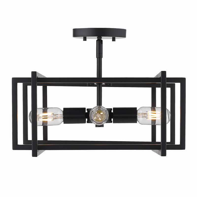Tribeca Semi-Flush in Matte Black with Matte Black Accents