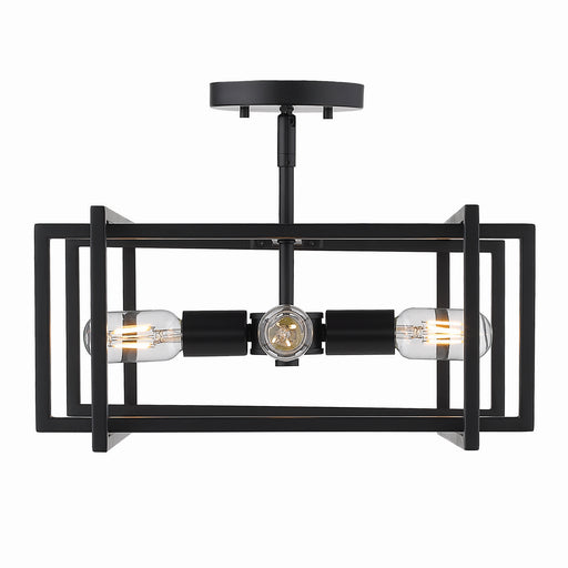 Tribeca Semi-Flush in Matte Black with Matte Black Accents