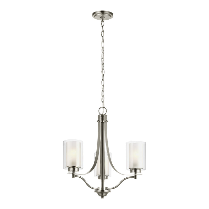 Elmwood Park Three Light Chandelier in Brushed Nickel