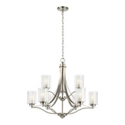 Elmwood Park Nine Light Chandelier in Brushed Nickel