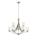 Elmwood Park Nine Light Chandelier in Brushed Nickel