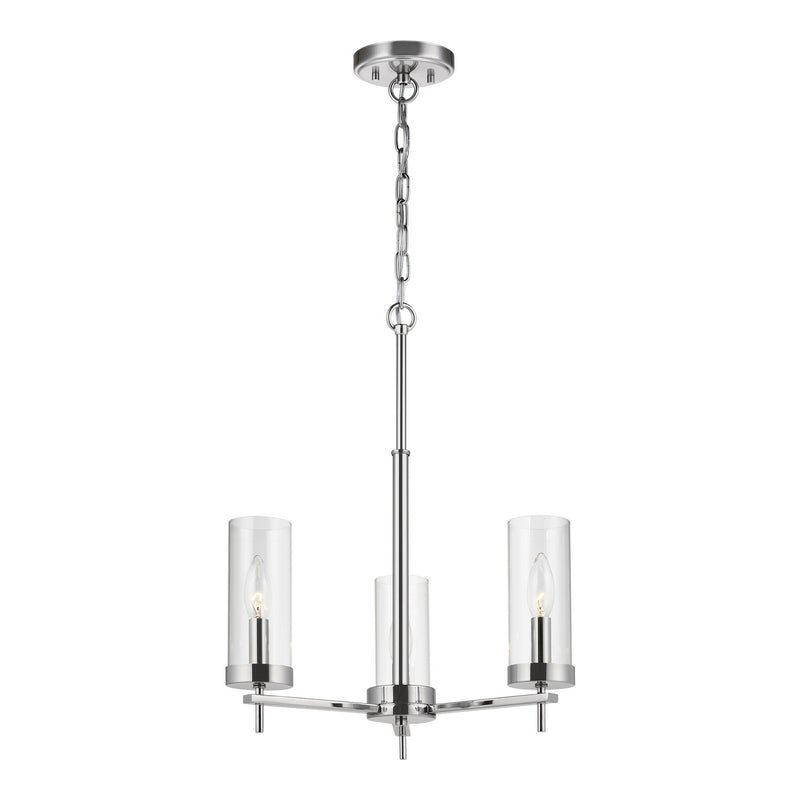Zire 3-Light Chandelier in Chrome with Clear Glass - Lamps Expo
