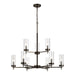 Zire 9-Light Chandelier in Brushed Oil Rubbed Bronze with Clear Glass - Lamps Expo