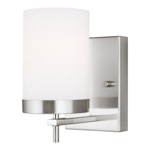 Zire 1-Light Wall&Bath Sconce in Brushed Nickel with Etched & White Inside Glass - Lamps Expo