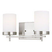 Zire 2-Light Bath in Brushed Nickel with Etched & White Inside Glass - Lamps Expo