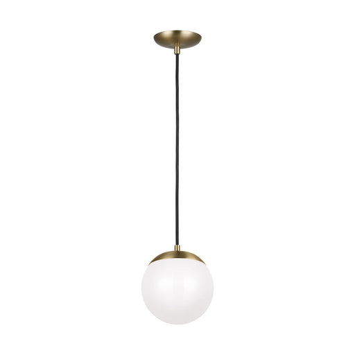 601893S-848- Leo Hanging Globe Small LED Pendant in Satin Bronze with Smooth White Glass by Visual Comfort Studio