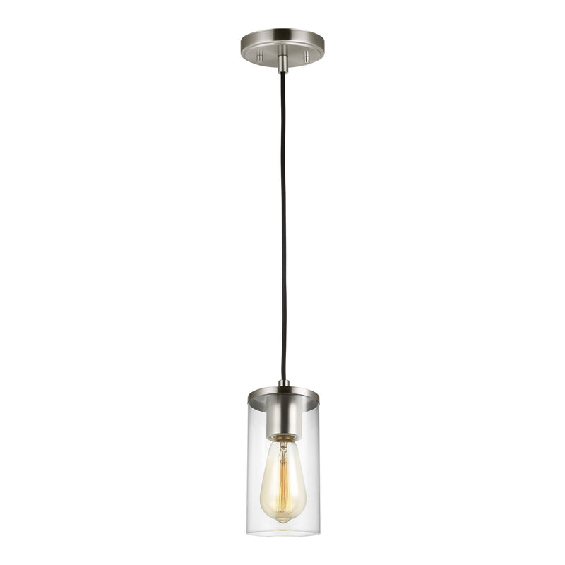Zire 1-Light Mini-Pendant in Brushed Nickel with Clear Glass - Lamps Expo