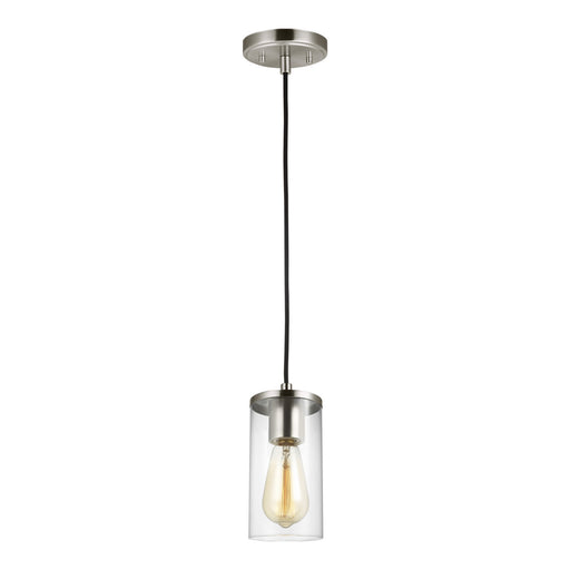 Zire 1-Light Mini-Pendant in Brushed Nickel with Clear Glass - Lamps Expo