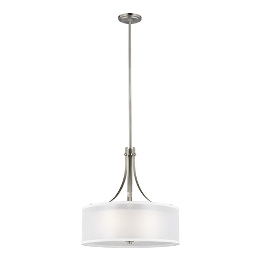 Elmwood Park 3-Light Drum Pendant in Brushed Nickel