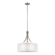Elmwood Park 3-Light Drum Pendant in Brushed Nickel